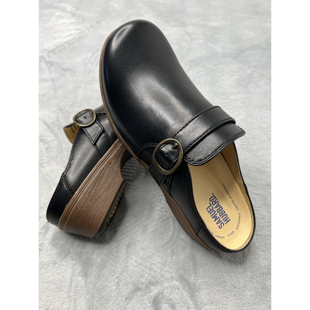NEW Samuel Hubbard Leather Comfort Clogs Womens US 9/UK 7/EU 40 Black Slip On - Picture 5 of 10